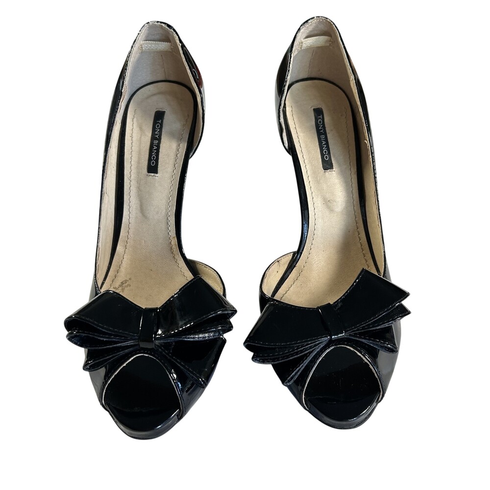 Tony Bianco Black Patent Leather Bow Heels